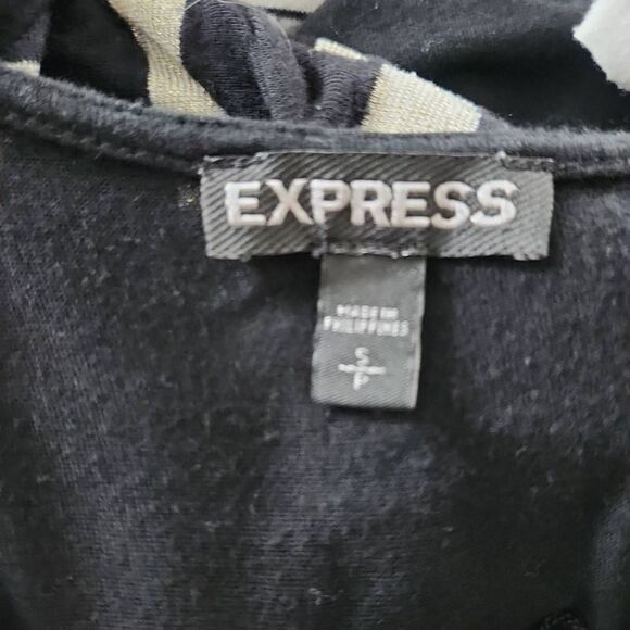 Express Ladies Size Small Black White Striped Zip Up Sleeveless Tank - Picture 7 of 8
